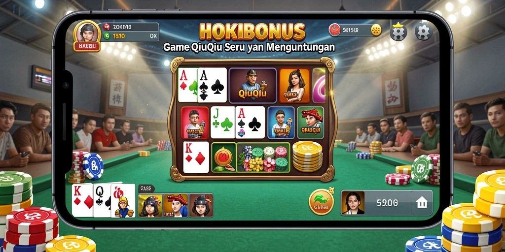 Screenshot gameplay HOKIBONUS yang menampilkan kartu QiuQiu.