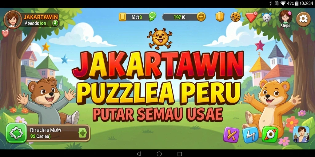 Tampilan permainan Puzzle JAKARTAWIN dengan grafis menarik dan tantangan seru.