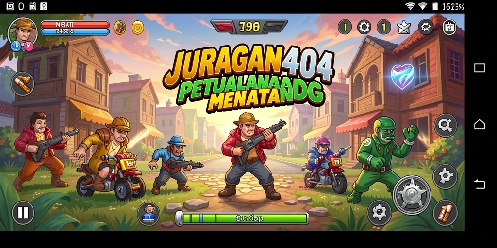 Tangkapan layar utama JURAGAN404 dengan aksi gameplay Arcade yang menarik.