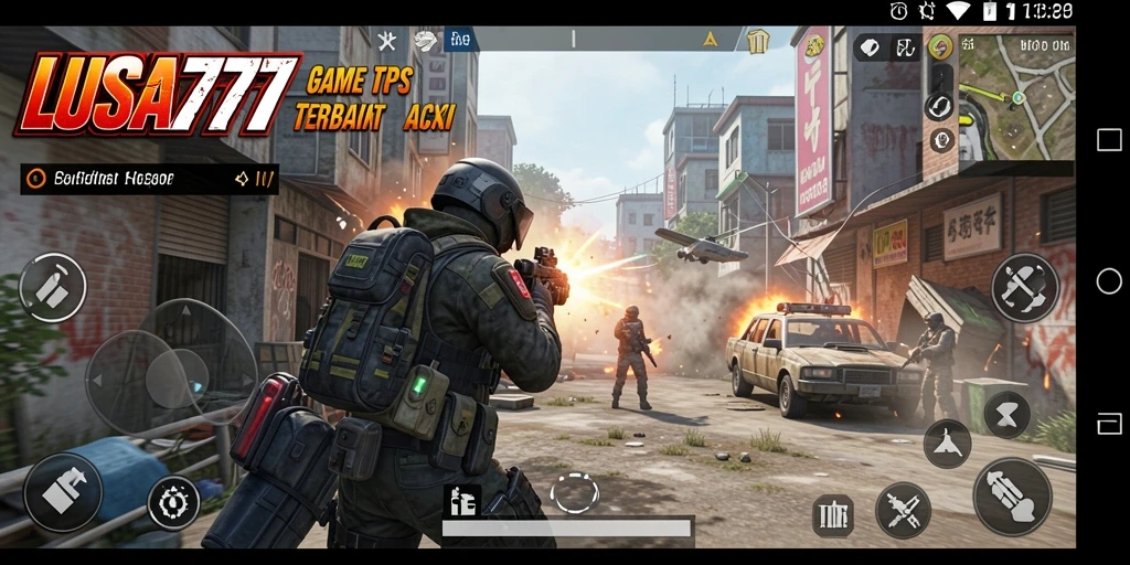 Tampilan gameplay seru dalam pertempuran TPS LUSA777.