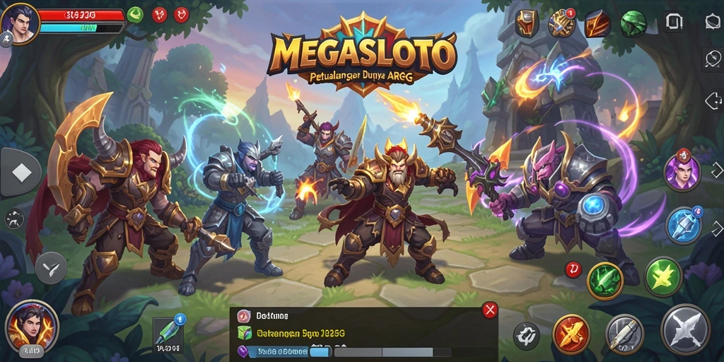 Tangkapan layar gameplay MEGASLOTO menampilkan aksi seru dalam pertempuran ARPG.